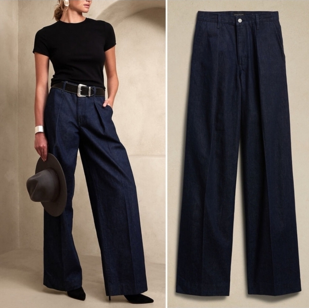 NWOT Banana Republic High-Rise Relaxed Wide Leg Jeans Sz 31L